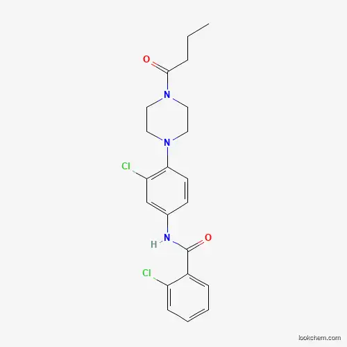 Molecular Structure of 876885-48-2 (N-[4-(4-butanoylpiperazin-1-yl)-3-chlorophenyl]-2-chlorobenzamide)