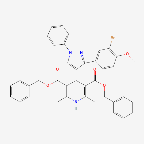 Molecular Structure of 1007485-77-9 (Dibenzyl 4-[3-(3-bromo-4-methoxyphenyl)-1-phenyl-1H-pyrazol-4-YL]-2,6-dimethyl-1,4-dihydro-3,5-pyridinedicarboxylate)