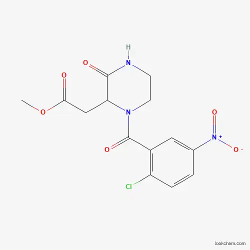 Molecular Structure of 1008016-23-6 (Methyl 2-[1-(2-chloro-5-nitrobenzoyl)-3-oxopiperazin-2-yl]acetate)