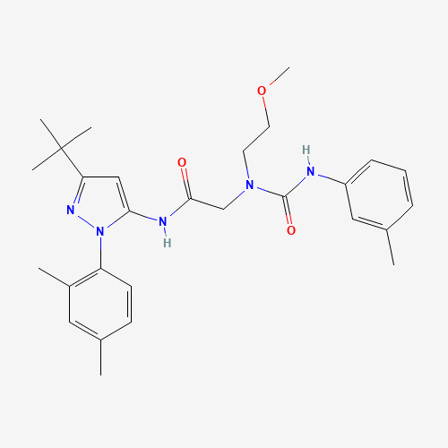 Molecular Structure of 1017777-79-5 (N~1~-[3-(tert-butyl)-1-(2,4-dimethylphenyl)-1H-pyrazol-5-yl]-2-[(2-methoxyethyl)(3-toluidinocarbonyl)amino]acetamide)