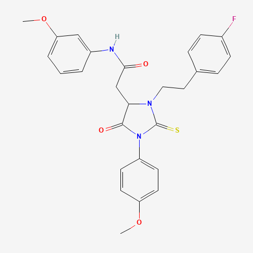 Molecular Structure of 1024018-71-0 (2-{3-[2-(4-fluorophenyl)ethyl]-1-(4-methoxyphenyl)-5-oxo-2-thioxoimidazolidin-4-yl}-N-(3-methoxyphenyl)acetamide)