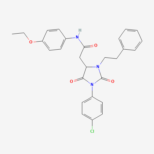 Molecular Structure of 1024023-23-1 (2-[1-(4-chlorophenyl)-2,5-dioxo-3-(2-phenylethyl)imidazolidin-4-yl]-N-(4-ethoxyphenyl)acetamide)