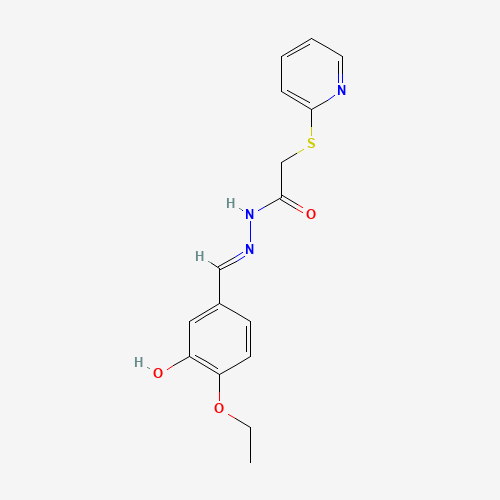 Molecular Structure of 1029014-82-1 (N-[(E)-(4-ethoxy-3-hydroxyphenyl)methylideneamino]-2-pyridin-2-ylsulfanylacetamide)