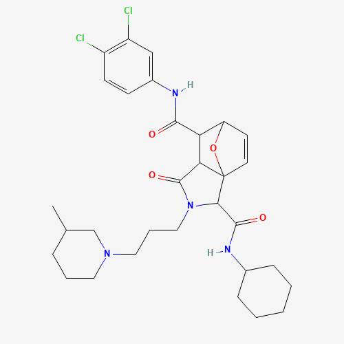 Molecular Structure of 1040851-06-6 (3a,6-Epoxy-3aH-isoindole-3,7-dicarboxamide, N3-cyclohexyl-N7-(3,4-dichlorophenyl)-1,2,3,6,7,7a-hexahydro-2-[3-(3-methyl-1-piperidinyl)propyl]-1-oxo-)