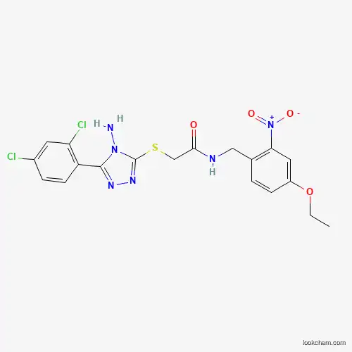 Molecular Structure of 519041-86-2 (Acetamide, 2-[[4-amino-5-(2,4-dichlorophenyl)-4H-1,2,4-triazol-3-yl]thio]-N-[(4-ethoxy-2-nitrophenyl)methyl]-)