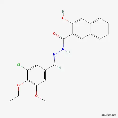 Molecular Structure of 870464-25-8 (3-Hydroxy-2-naphthalenecarboxylic acid 2-[(3-chloro-4-ethoxy-5-methoxyphenyl)methylene]hydrazide)