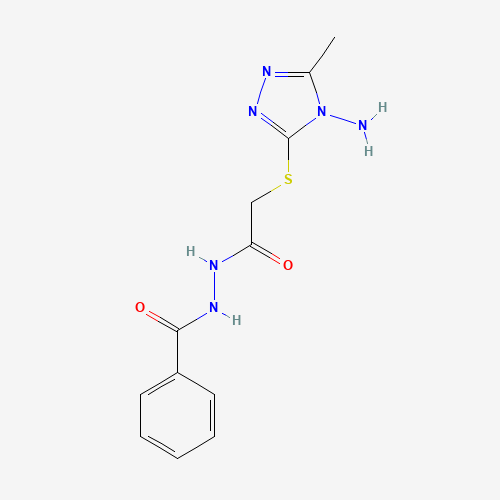 Molecular Structure of 1004077-42-2 (N'-[2-[(4-amino-5-methyl-1,2,4-triazol-3-yl)sulfanyl]acetyl]benzohydrazide)