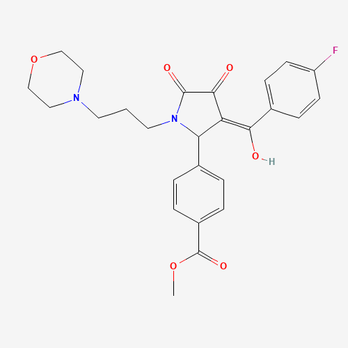 Molecular Structure of 1026305-27-0 (Methyl 4-[(3E)-3-[(4-fluorophenyl)hydroxymethylene]-1-[3-(4-morpholinyl)propyl]-4,5-dioxo-2-pyrrolidinyl]benzoate)