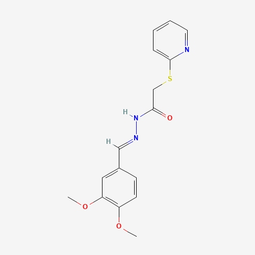 Molecular Structure of 1029014-73-0 (N-[(E)-(3,4-dimethoxyphenyl)methylideneamino]-2-pyridin-2-ylsulfanylacetamide)