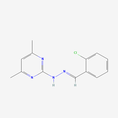 Molecular Structure of 123023-89-2 (N-[(E)-(2-chlorophenyl)methylideneamino]-4,6-dimethylpyrimidin-2-amine)