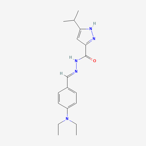Molecular Structure of 1359943-68-2 (N'-{(E)-[4-(diethylamino)phenyl]methylidene}-3-isopropyl-1H-pyrazole-5-carbohydrazide)