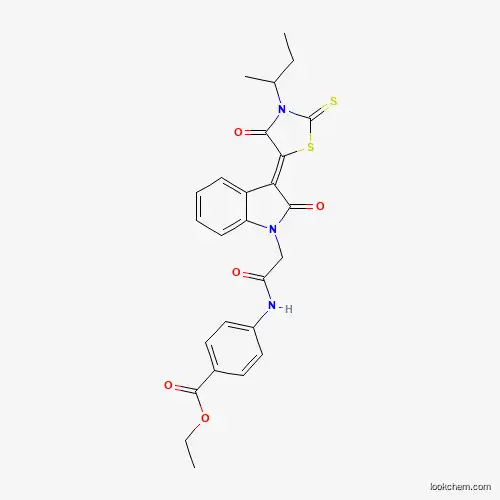 Molecular Structure of 617696-32-9 (Ethyl 4-({[(3Z)-3-(3-sec-butyl-4-oxo-2-thioxo-1,3-thiazolidin-5-ylidene)-2-oxo-2,3-dihydro-1H-indol-1-YL]acetyl}amino)benzoate)