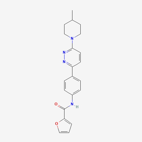Molecular Structure of 899986-11-9 (N-[4-[6-(4-methylpiperidin-1-yl)pyridazin-3-yl]phenyl]furan-2-carboxamide)