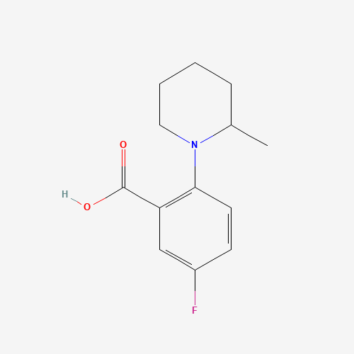 Molecular Structure of 1096880-76-0 (5-Fluoro-2-(2-methyl-1-piperidinyl)benzoic acid)