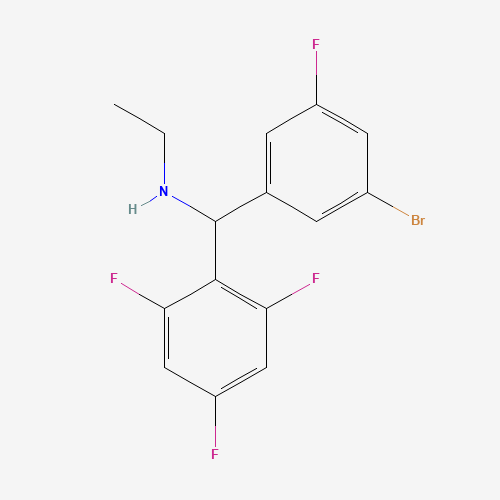 Molecular Structure of 1154398-95-4 (Benzenemethanamine, alpha-(3-bromo-5-fluorophenyl)-N-ethyl-2,4,6-trifluoro-)
