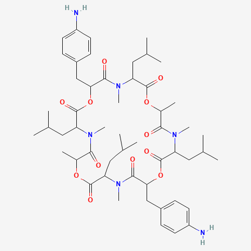 Molecular Structure of 1185290-47-4 (6,18-Bis[(4-aminophenyl)methyl]-4,10,12,16,22,24-hexamethyl-3,9,15,21-tetrakis(2-methylpropyl)-1,7,13,19-tetraoxa-4,10,16,22-tetraazacyclotetracosane-2,5,8,11,14,17,20,23-octone)