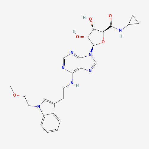 Molecular Structure of 151410-16-1 (1-[6-[[2-[1-(2-Methoxyethyl)-1H-indol-3-yl]ethyl]amino]-9H-purin-9-yl]-N-cyclopropyl-1-deoxy-beta-D-ribofuranuronamide)