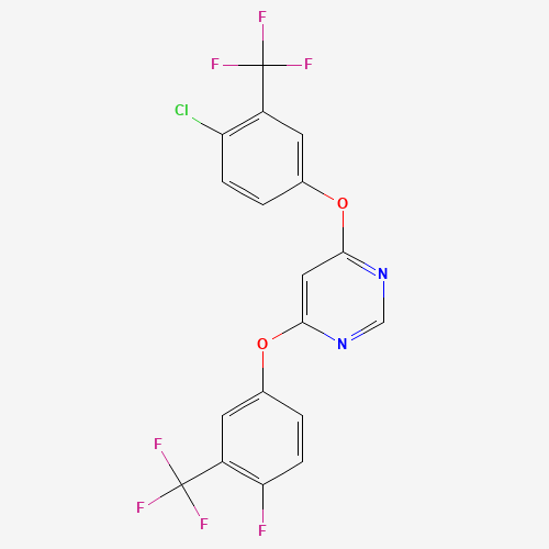 Molecular Structure of 156592-31-3 (4-[4-Chloro-3-(trifluoromethyl)phenoxy]-6-[4-fluoro-3-(trifluoromethyl)phenoxy]pyrimidine)