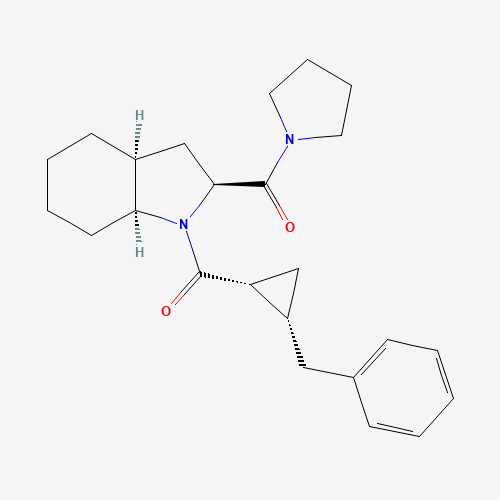 Molecular Structure of 161711-37-1 (((1R,2R)-2-Benzyl-cyclopropyl)-[(2S,3aS,7aS)-2-(pyrrolidine-1-carbonyl)-octahydro-indol-1-yl]-methanone)