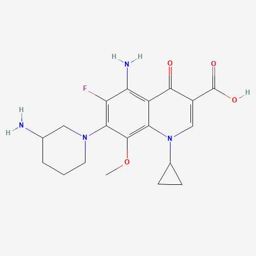 Molecular Structure of 172602-89-0 (1-Cyclopropyl-1,4-dihydro-4-oxo-5-amino-6-fluoro-7-(3-aminopiperidino)-8-methoxyquinoline-3-carboxylic acid)