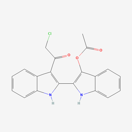 Molecular Structure of 197644-16-9 (Acetic acid 3'-(chloroacetyl)-2,2'-bi[1H-indol]-3-yl ester)
