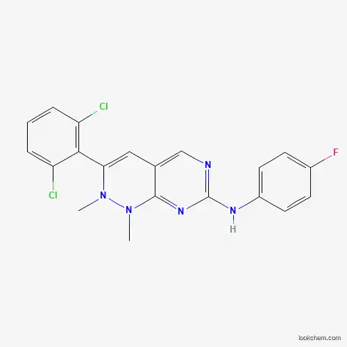 Molecular Structure of 909095-73-4 (3-(2,6-dichlorophenyl)-N-(4-fluorophenyl)-1,2-dimethyl-1,2-dihydropyrimido[4,5-c]pyridazin-7-amine)