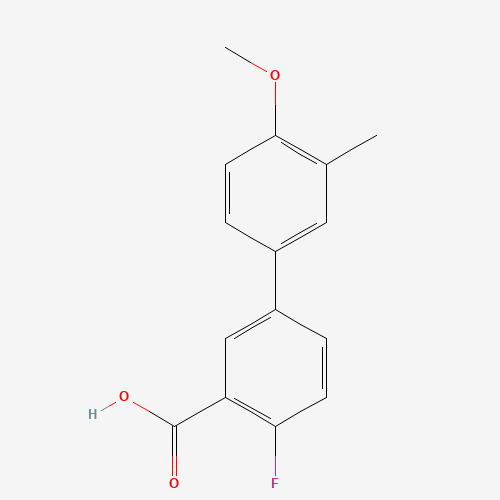 Molecular Structure of 1184537-99-2 (2-Fluoro-5-(4-methoxy-3-methylphenyl)benzoic acid)