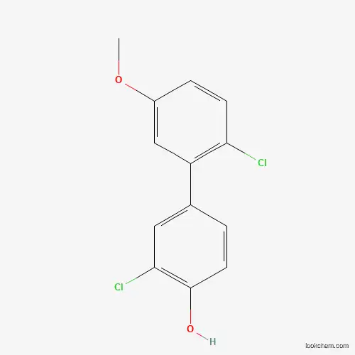 Molecular Structure of 1261921-22-5 (2-Chloro-4-(2-chloro-5-methoxyphenyl)phenol)