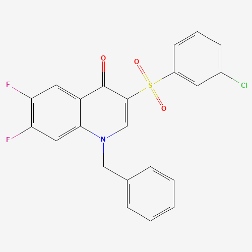 Molecular Structure of 1326806-72-7 (1-benzyl-3-[(3-chlorophenyl)sulfonyl]-6,7-difluoroquinolin-4(1H)-one)