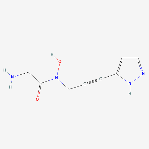 Molecular Structure of 1379313-00-4 (Acetamide, 2-amino-N-hydroxy-N-[3-(1H-pyrazol-3-yl)-2-propyn-1-yl]-)