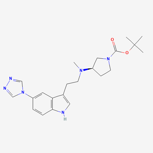 Molecular Structure of 199336-84-0 ((R)-3-[N-Methyl-N-[2-(5-(1,2,4-triazol-4-yl)-1H-indol-3-yl)ethyl]amino]pyrrolidine-1-carboxylic acid tert-butyl ester)