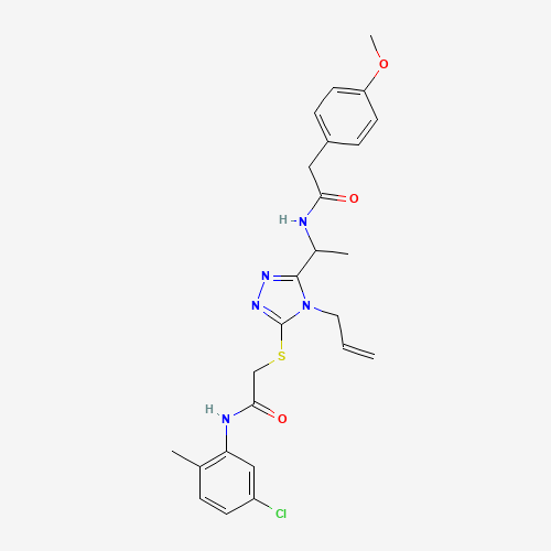 Molecular Structure of 1023565-27-6 (N-[1-[5-[[2-[(5-Chloro-2-methylphenyl)amino]-2-oxoethyl]thio]-4-(2-propen-1-yl)-4H-1,2,4-triazol-3-yl]ethyl]-4-methoxybenzeneacetamide)