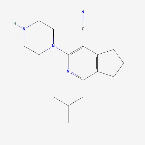 Molecular Structure of 799803-14-8 (1-(2-methylpropyl)-3-piperazin-1-yl-6,7-dihydro-5H-cyclopenta[c]pyridine-4-carbonitrile)