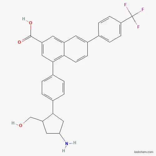 Molecular Structure of 12219-37-3 (4-[4-[(1S,2S,4S)-4-amino-2-(hydroxymethyl)cyclopentyl]phenyl]-7-[4-(trifluoromethyl)phenyl]naphthalene-2-carboxylic acid)