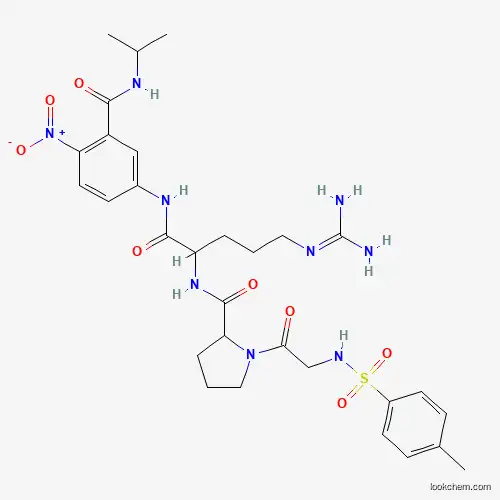 Molecular Structure of 99700-50-2 (N-[5-(diaminomethylideneamino)-1-[4-nitro-3-(propan-2-ylcarbamoyl)anilino]-1-oxopentan-2-yl]-1-[2-[(4-methylphenyl)sulfonylamino]acetyl]pyrrolidine-2-carboxamide)