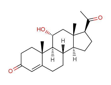 80-75-1,11ALPHA-HYDROXYPROGESTERONE,Pregn-4-ene-3,20-dione,11α-hydroxy- (8CI);Progesterone, 11α-hydroxy- (5CI);11α-Hydroxypregn-4-ene-3,20-dione;11α-Hydroxyprogesterone;4-Pregnene-11α-ol-3,20-dione;DG 322B;NSC3350;Pregn-4-en-11α-ol-3,20-dione;U 0384;