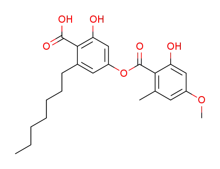 Molecular Structure of 529-56-6 (2-Heptyl-6-hydroxy-4-[(2-hydroxy-4-methoxy-6-methylbenzoyl)oxy]benzoic acid)