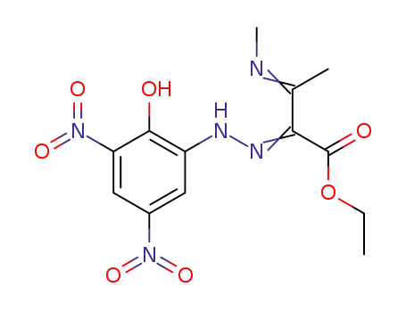 2-(2-Hydroxy-3,5-dinitro-phenyl-hydrazono)-3-methylimino-buttersaeureaethylester