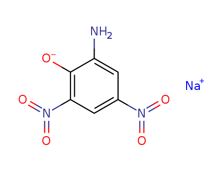 831-52-7,Sodium picramate,Phenol,2-amino-4,6-dinitro-, monosodium salt (8CI,9CI);Picramic acid, sodium deriv.(6CI);Sodium, (2-amino-4,6-dinitrophenoxy)- (7CI);Sodium6-amino-2,4-dinitrophenolate;Sodium picramate;