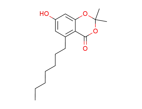 Molecular Structure of 137571-77-8 (4H-1,3-Benzodioxin-4-one, 5-heptyl-7-hydroxy-2,2-dimethyl-)