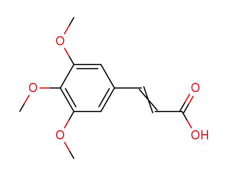90-50-6,3,4,5-Trimethoxycinnamic acid,2-10-00-00354 (Beilstein Handbook Reference);3,4,5-Trimethoxyphenylacrylic acid;3-(3,4,5-Trimethoxyphenyl)-2-propenoic acid;BRN 1537834;O-Methylsinapic acid;NSC 66175;