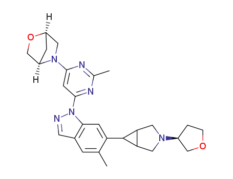 (1R,4R)-5-(2-methyl-6-(5-methyl-6-(3-((S)-tetrahydrofuran-3-yl)-3-azabicyclo[3.1.0] hexan-6-yl)-1H-indazol-1-yl)pyrimidin-4-yl)-2-oxa-5-azabicyclo[2.2.1]heptane