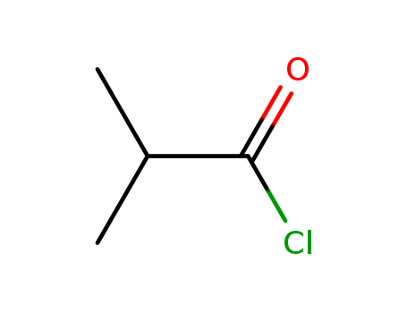79-30-1,Isobutyryl chloride,alpha-Methylpropionyl chloride;2-Methylpropionyl chloride;Isobutyryl chloride [UN2395]  [Flammable liquid];Isobutyroyl chloride;Chloro isopropyl ketone;Propanoyl chloride, 2-methyl-;Dimethylacetyl chloride;Isobutyric acid chloride;2-Methylprop-anoyl chloride;α-Methylpropionyl chloride;
