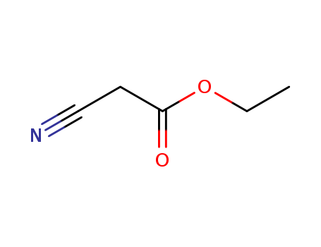 105-56-6,Ethyl cyanoacetate,Ethyl cyanoacetate [UN2666]  [Keep away from food];Ethylester kyseliny kyanoctove [Czech];Cyanoacetic ester;Cyanoacetic acid, ethyl ester;Stearate Methyl;Cyanoacetic acid ethyl ester;Cyanacetate ethyle [German];Usaf kf-25;Malonic acid ethyl ester nitrile;Malonic acid, ethyl ester nitrile;Ethyl cyanacetate;Estere cianoacetico [Italian];ethyl 2-cyanoacetate;Ethyl cyanoethanoate;Acetic acid, cyano-, ethyl ester;Cyanacetate ethyle;