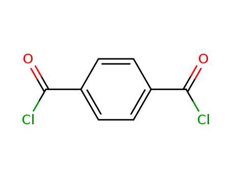 100-20-9,Terephthaloyl chloride,Terephthaloylchloride (8CI);1,4-Benzenedicarbonyl chloride;1,4-Bis(chlorocarbonyl)benzene;1,4-Di(chlorocarbonyl)benzene;Benzene 1,4-dicarboxylic acid dichloride;NSC41885;Terephthalic acid chloride;Terephthalic acid dichloride;Terephthalicdichloride;Terephthaloyl dichloride;p-Phenylenedicarbonyl dichloride;p-Phthaloyl chloride;p-Phthaloyl dichloride;