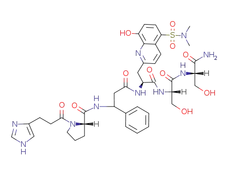 [3-(imidazol-4-yl)propionic acid]-Pro-β-dimethylcysteine-[(S)-2-amino-3-(8-hydroxy-5-(N,N-dimethyl)sulfonamidoquinoline-2-yl)propionic acid]-Ser-Ser-NH2