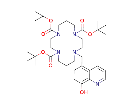 Molecular Structure of 918907-54-7 (1,4,8,11-Tetraazacyclotetradecane-1,4,8-tricarboxylic acid,
11-[(8-hydroxy-5-quinolinyl)methyl]-, 1,4,8-tris(1,1-dimethylethyl) ester)