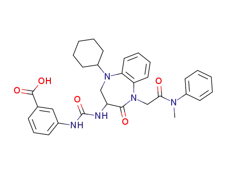 3-[3-[1-(N-methyl-N-phenylcarbamoylmethyl)-2-oxo-5-cyclohexyl-1,3,4,5-tetrahydro-2H-1,5-benzodiazepin-3-yl]ureido]benzoic acid