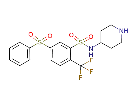 Molecular Structure of 915759-45-4 (Benzenesulfonamide, 5-(phenylsulfonyl)-N-4-piperidinyl-2-(trifluoromethyl)-)