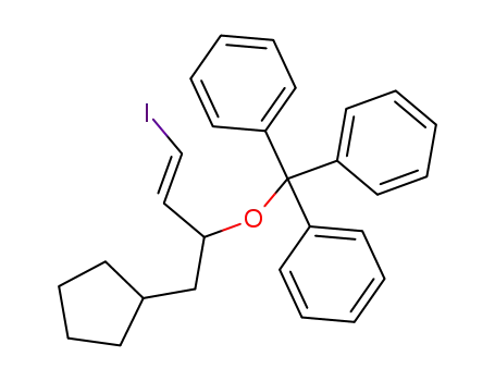 Molecular Structure of 55444-53-6 (Benzene,
1,1',1''-[[[1-(cyclopentylmethyl)-3-iodo-2-propenyl]oxy]methylidyne]tris-,
(E)-)